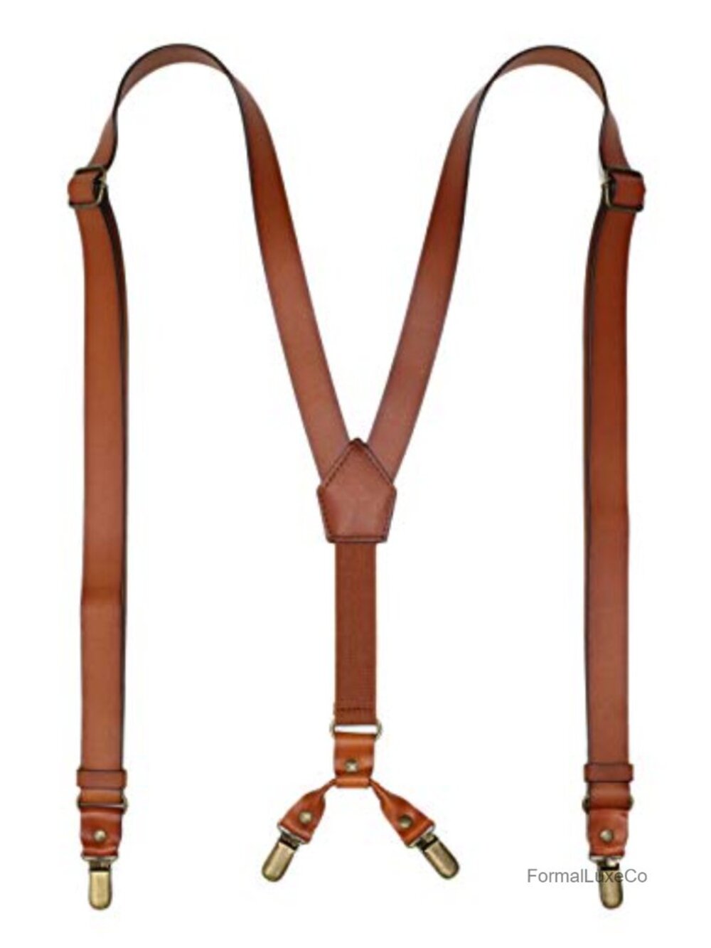 Genuine Leather Suspenders Y-Back Metal Clips Wedding Gift